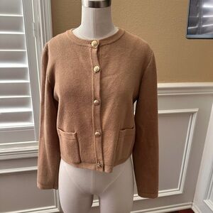 J. Crew Camel Knit Cardigan Sweater Small